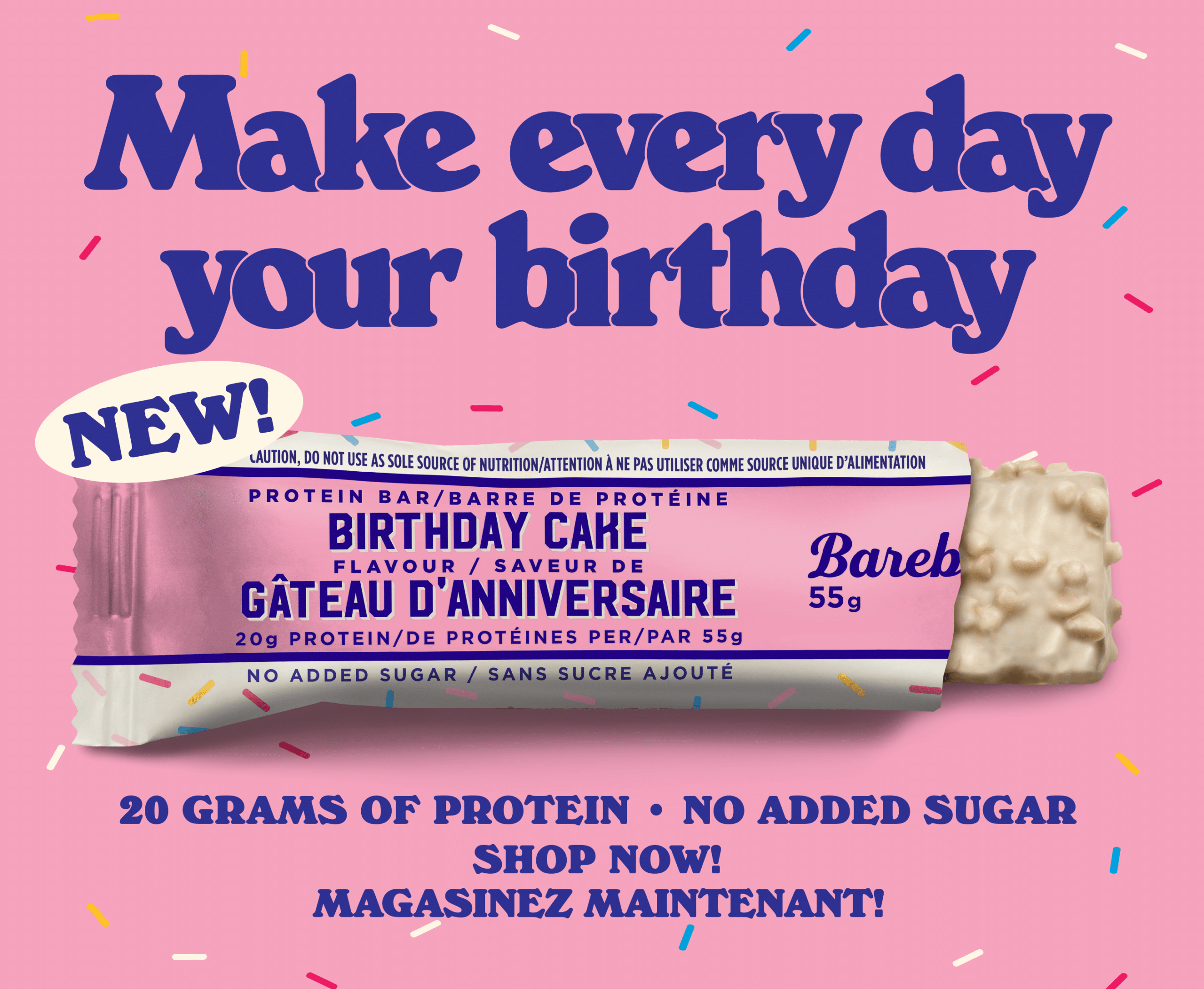 Barebells Birthday cake launch blogpost banner mobile